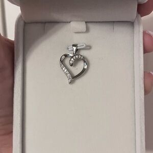 Elegant Silver CZ Heart Pendant